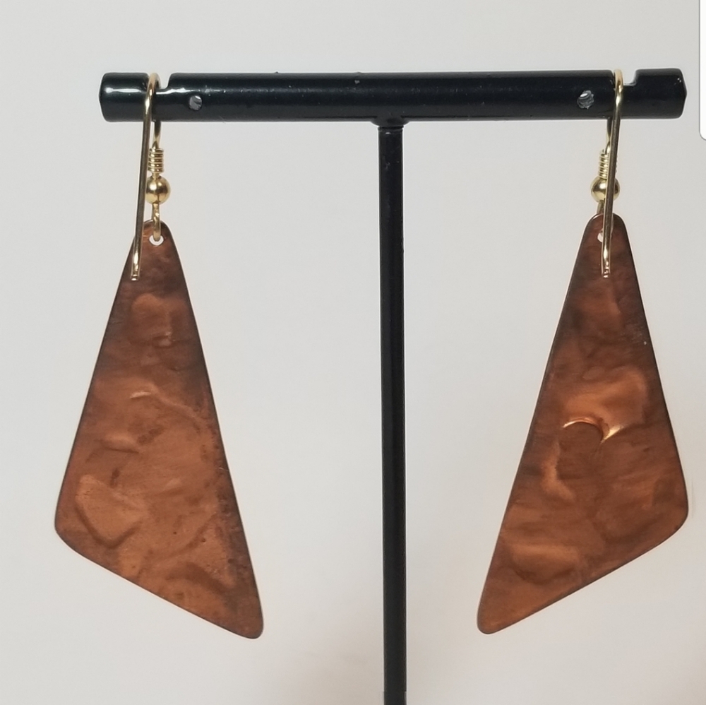 Mixed Metal Tri Tone Rectangular Dangle Earrings - image 6